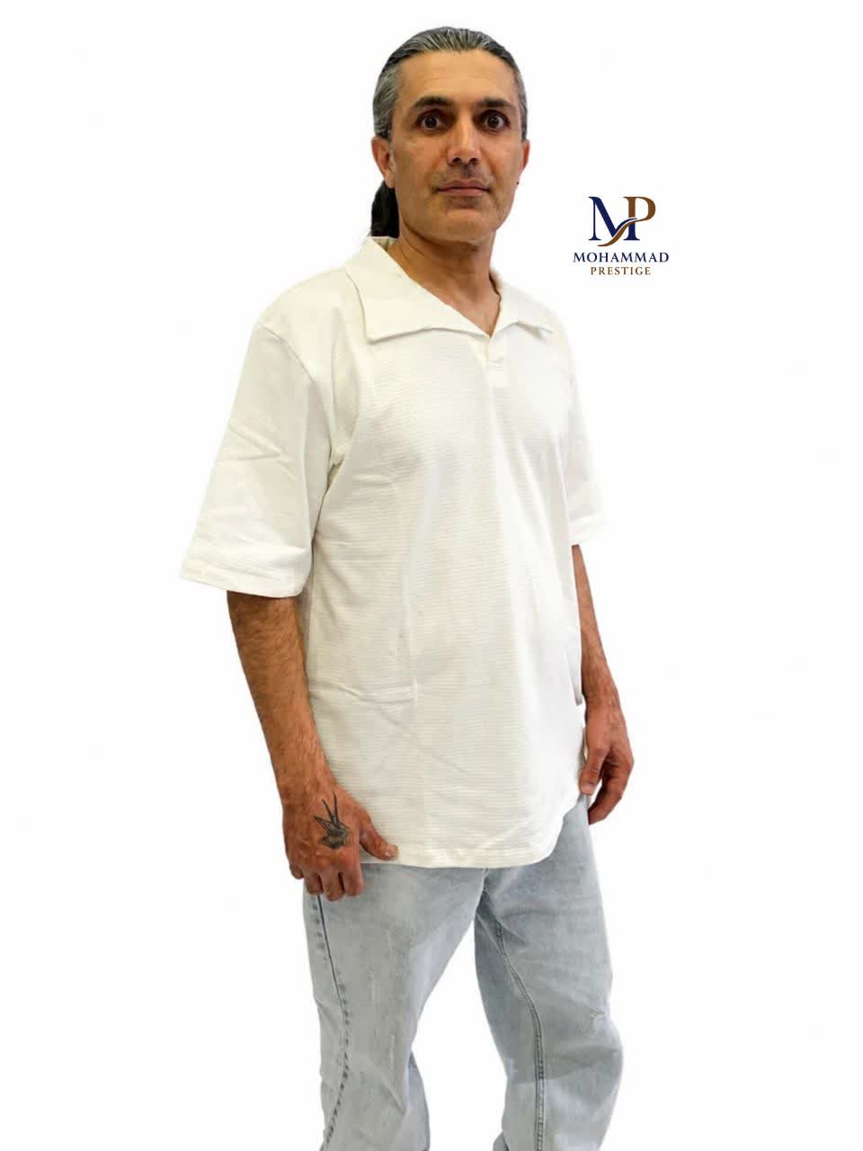 تیشرت مردانه یقه دار مدل نرمال جنس مراکشی سوزنی