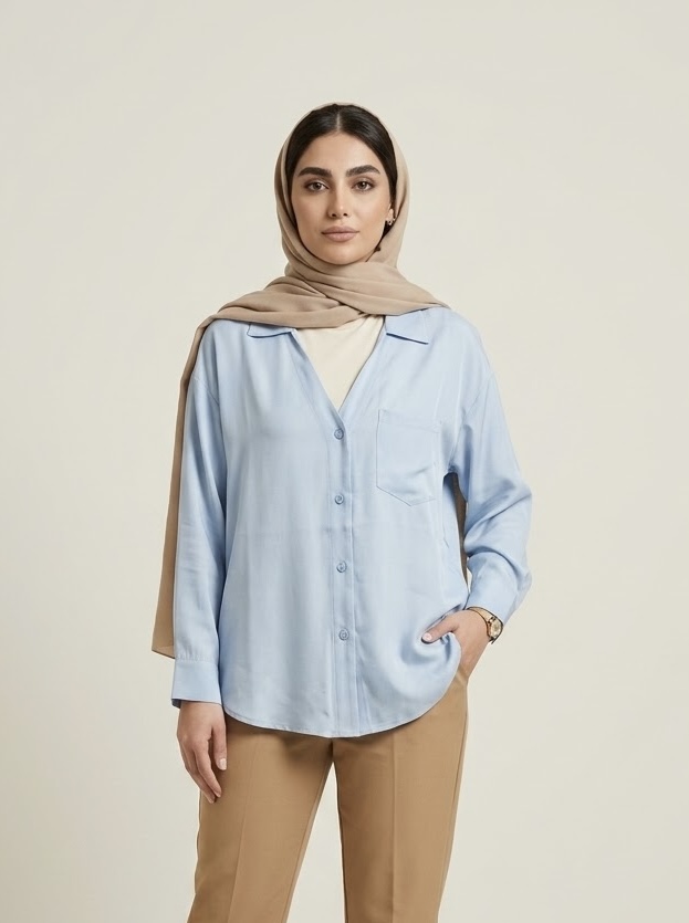 شومیز یقه هفت لایوسل